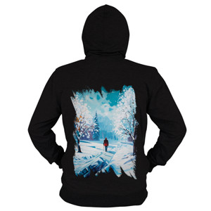 Hoodie Zipper A man walking on the icy landscape