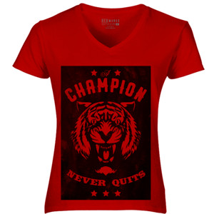 Kaos A CHAMPION NEVER QUITS merah