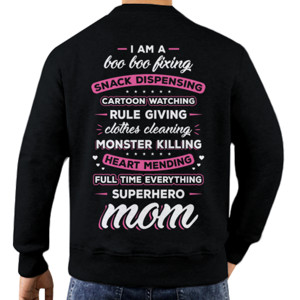Jaket Sweater SUPERHERO MOM back print