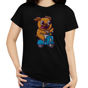 Kaos Cute Pug Riding Motorcycle