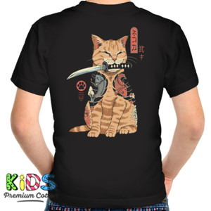 Kaos Yakuza Cat depan belakang