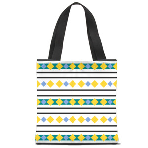 Tas Tote Fullprint Fashionable Diamond Green Strip
