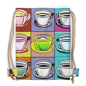 Tas Serut Fullprint Tas Serut Full Print Gambar Cangkir Kopi