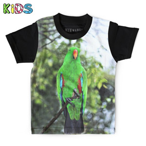 Kaos Anak Full-Print Burung Hijau