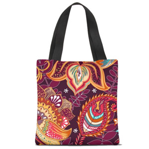 Tas Tote Fullprint Bentuk bentuk unik bunga