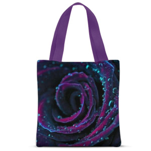 Tas Tote Fullprint Bunga Mawar Unggu