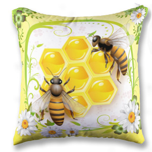 Bantal Realistic Bee and Honey 2 Sides Full Printed