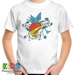 Kaos Distro Burung Merpati dan Hati