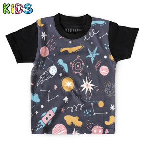 Kaos Anak Full-Print rockets and the galaxy