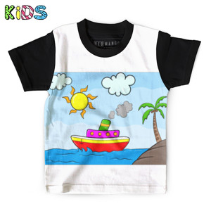 Kaos Anak Full-Print Kapal Laut Lucu