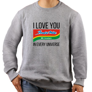 Jaket Sweater I Love You Indomie In Every Universe Putih