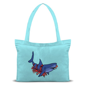 Tas Tote ilustrasi ikan Hiu terpotong