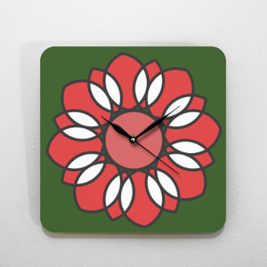 Jam Dinding Bunga Merah (Red Flower)