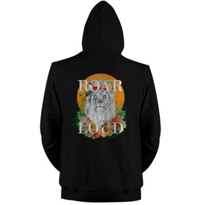 Jaket Hoodie Roar Out Loud, Lion on orange moon