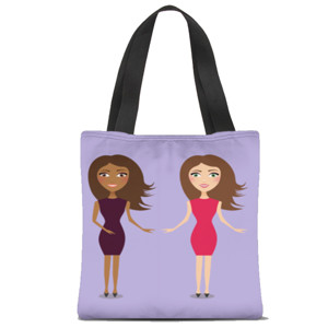 Tas Tote Fullprint Gadis senang berdua