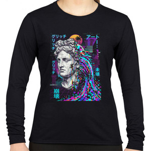 Kaos Kaos Glitch Statue Vaporwave Black Tee
