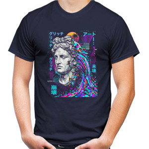 Kaos Kaos Glitch Statue Vaporwave Black Tee