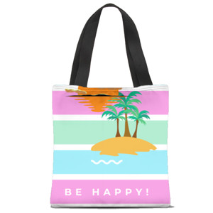 Tas Tote Fullprint be happy