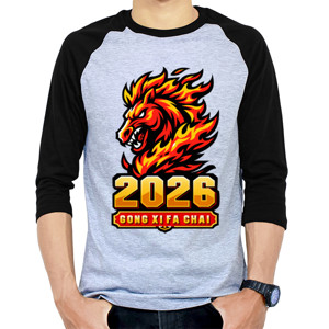 Kaos Raglan Kaos Imlek 2026 Naga Api – Gong Xi Fa Chai Unisex
