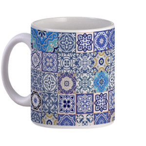 Mug Blue Mosaic Pattern - Pola Mosaik Biru