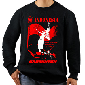 Jaket Sweater Kaos Badminton Indonesia Hitam