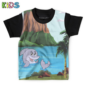 Kaos Anak Full-Print Dolphin