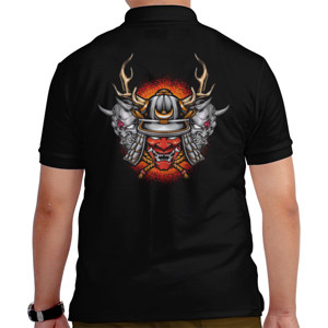 Kaos Polo Hoodie Samurai Helmet - Premium Desain