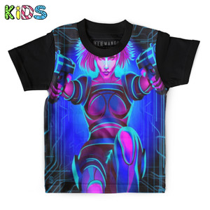 Kaos Anak Full-Print Baju Kaos Anak Horoscope cyberpunk zodiac