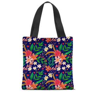 Tas Tote Fullprint Flowers Pattern