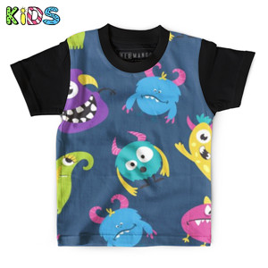 Kaos Anak Full-Print Kaos Anak monster seamless