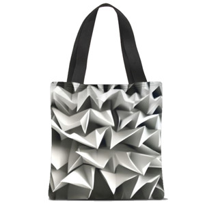 Tas Tote Fullprint Origami black and white