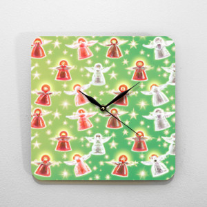 Jam Dinding Malaikat Natal Pattern