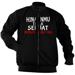 Jaket Bomber Kaos distro pria keren hitam bertuliskan quotes