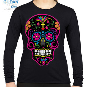 Kaos flowery skeleton