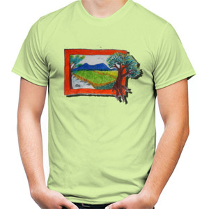 Kaos GambarPemandangan Klasik Keluar Bingkai