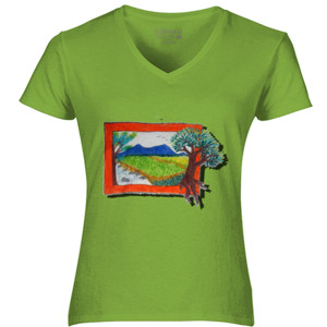 Kaos GambarPemandangan Klasik Keluar Bingkai