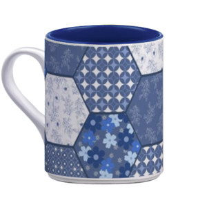Mug Sunny Warna Dalam Motif Perca Biru