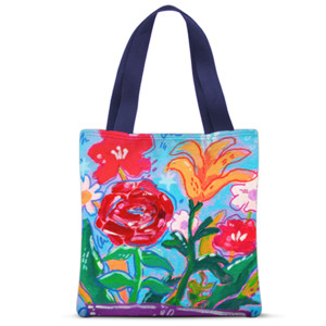 Tas Tote Fullprint Flowers in a pot