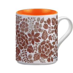 Mug Warna Dalam Marroni Dasar Putih