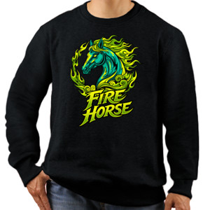 Jaket Sweater Fire Horse T-Shirt | Flaming Horse Artwork | Stree