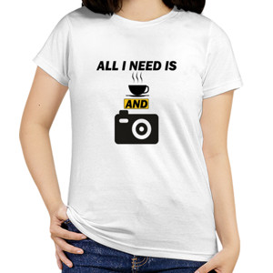 Kaos All i Need is Coffee and Camera