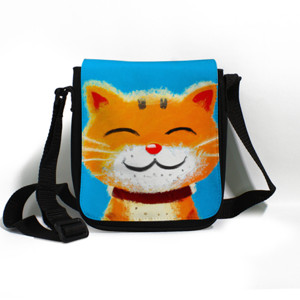 Tas Selempang Tas Selempang Lukisan Kucing Imut Tersenyum 3