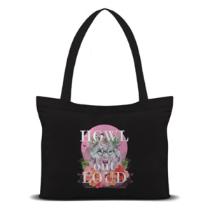Tas Tote Howl Out Loud, Wolf on pink moon