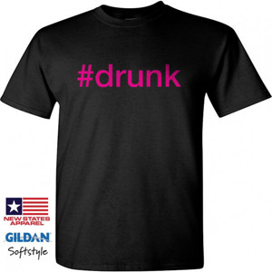 Kaos #drunk Hashtag Neon Pink