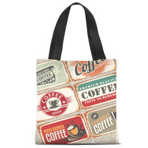 Tas Tote Fullprint coffee