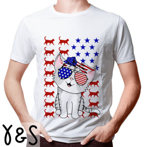 Kaos american cat flag