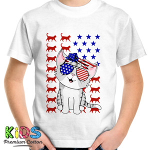Kaos american cat flag