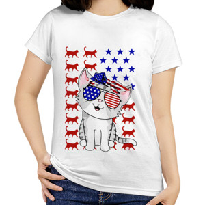 Kaos american cat flag
