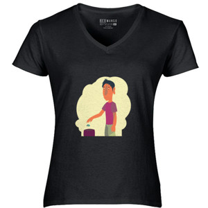 Kaos Man Throw junk on a trash can