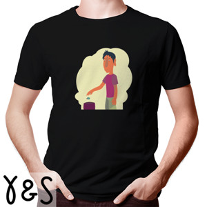 Kaos Man Throw junk on a trash can